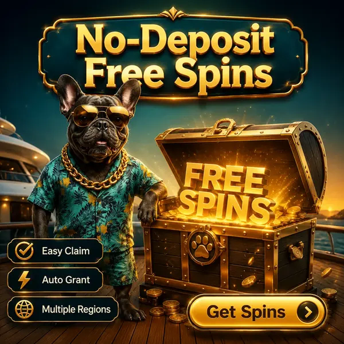 Franse buldog kapitein ontdekt no deposit bonus schat aan boord van BaxterBet jachtdek